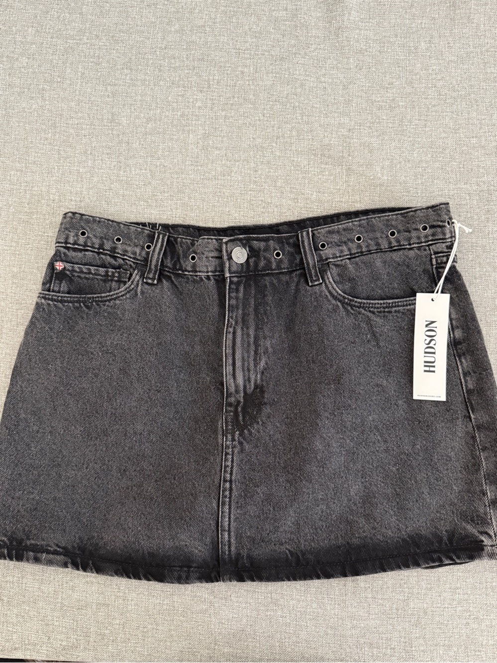 Hudson Jeans Black Washed Denim Mini Skirt